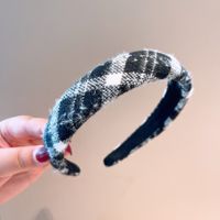 Retro Plaid Style Cashmere Wide Version Simple Sponge Headband Ornaments sku image 1