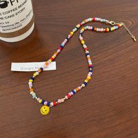 Cute Smiley Face Alloy Beaded Pendant Necklace main image 1