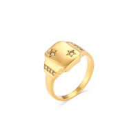 Mode Geometrisch Rostfreier Stahl Ring, Ring Schmuck Geometrie Metall Diamant Zirkon Edelstahl Ringe sku image 3