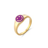 Cute Smiley Face Stainless Steel Rings Epoxy Stainless Steel Rings sku image 5