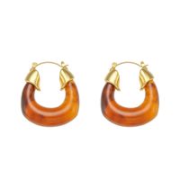 1 Pair Lady U Shape Plating Stainless Steel Gold Plated Hoop Earrings sku image 2