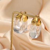 1 Pair Lady U Shape Plating Stainless Steel Gold Plated Hoop Earrings sku image 3
