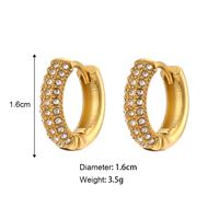 1 Pair Lady Geometric Plating Stainless Steel Zircon Gold Plated Hoop Earrings main image 5