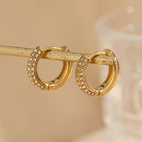 1 Pair Lady Geometric Plating Stainless Steel Zircon Gold Plated Hoop Earrings main image 4