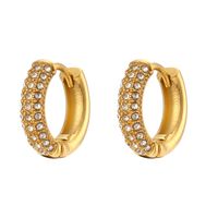 1 Pair Lady Geometric Plating Stainless Steel Zircon Gold Plated Hoop Earrings main image 3