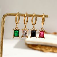 Fashion Square Stainless Steel Earrings Plating Zircon Stainless Steel Earrings main image 1