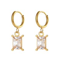 Fashion Square Stainless Steel Earrings Plating Zircon Stainless Steel Earrings main image 3