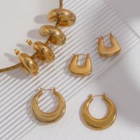 Retro Geometric Stainless Steel Hoop Earrings Plating Stainless Steel Earrings main image 1