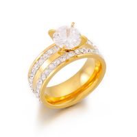 Stainless Steel 18K Gold Plated Fashion Crown Rhinestones Zircon Rings main image 5