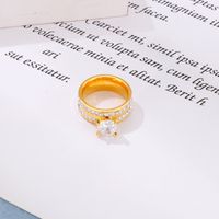 Stainless Steel 18K Gold Plated Fashion Crown Rhinestones Zircon Rings main image 3