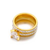Stainless Steel 18K Gold Plated Fashion Crown Rhinestones Zircon Rings main image 4