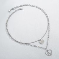 Titanium Steel 18K Gold Plated Fashion Heart Shape Layered Necklaces main image 3