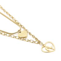 Titanium Steel 18K Gold Plated Fashion Heart Shape Layered Necklaces sku image 2