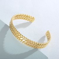 Fashion Leaf Titanium Steel 18K Gold Plated Bracelets In Bulk main image 4