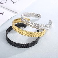 Fashion Leaf Titanium Steel 18K Gold Plated Bracelets In Bulk main image 1