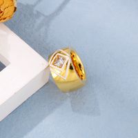 Rostfreier Stahl 18 Karat Vergoldet Mode Einbrennlack Geometrisch Zirkon Ringe main image 3