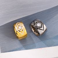 Rostfreier Stahl 18 Karat Vergoldet Mode Einbrennlack Geometrisch Zirkon Ringe main image 2