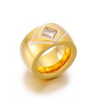 Rostfreier Stahl 18 Karat Vergoldet Mode Einbrennlack Geometrisch Zirkon Ringe sku image 5