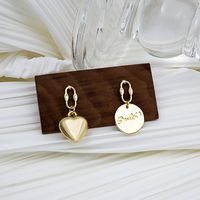 Simple Style Round Heart Shape Alloy Asymmetrical Gold Plated Earrings main image 1