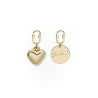 Simple Style Round Heart Shape Alloy Asymmetrical Gold Plated Earrings sku image 1