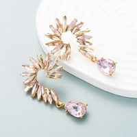 Fashion Flower Alloy Diamond Artificial Rhinestones Glass Earrings 1 Pair main image 3