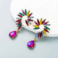 Fashion Flower Alloy Diamond Artificial Rhinestones Glass Earrings 1 Pair main image 5