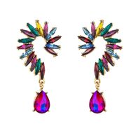 Fashion Flower Alloy Diamond Artificial Rhinestones Glass Earrings 1 Pair main image 2