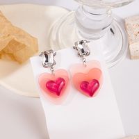 Sweet Heart Shape Alloy Inlay Rhinestone Earrings main image 5