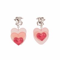 Sweet Heart Shape Alloy Inlay Rhinestone Earrings sku image 1