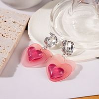 Sweet Heart Shape Alloy Inlay Rhinestone Earrings main image 2