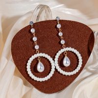 Retro Round Alloy Inlay Artificial Pearls Drop Earrings main image 3