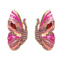 Mode Papillon Alliage Strass Artificiels Boucles D'oreilles 1 Paire main image 2