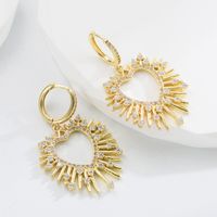 Fashion Heart Shape Alloy Earrings Zircon Copper Earrings sku image 1