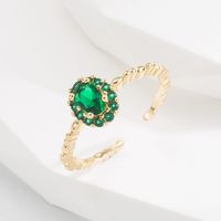 Retro Geometric Copper Open Ring Zircon Copper Rings sku image 2