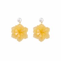 Fashion Flower Acetic Acid Sheets Pearl Earrings 1 Pair main image 4