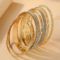 Fashion Geometric Alloy Plating Rhinestones Bangle 1 Set main image 3