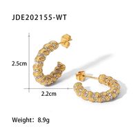 Fashion Circle Stainless Steel Ear Studs Gold Plated Zircon Stainless Steel Earrings sku image 1