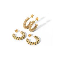 Fashion Circle Stainless Steel Ear Studs Gold Plated Zircon Stainless Steel Earrings main image 4