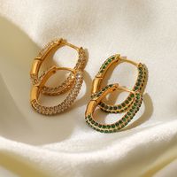 Fashion Geometric Stainless Steel Earrings Gold Plated Inlay Zircon Stainless Steel Earrings main image 1