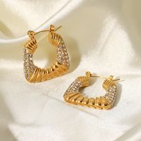 Fashion Geometric Stainless Steel Earrings Gold Plated Zircon Stainless Steel Earrings main image 6