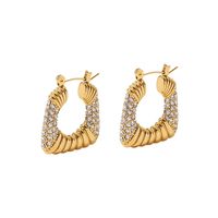 Fashion Geometric Stainless Steel Earrings Gold Plated Zircon Stainless Steel Earrings main image 3