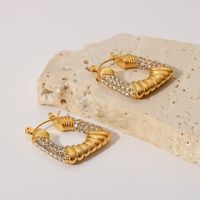 Fashion Geometric Stainless Steel Earrings Gold Plated Zircon Stainless Steel Earrings main image 2