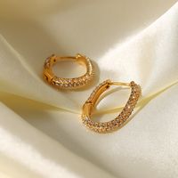 Fashion Geometric Stainless Steel Earrings Gold Plated Inlay Zircon Stainless Steel Earrings main image 3