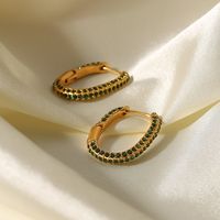 Fashion Geometric Stainless Steel Earrings Gold Plated Inlay Zircon Stainless Steel Earrings main image 2