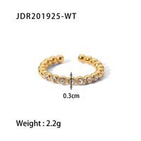 Fashion Geometric Stainless Steel Open Ring Gold Plated Zircon Stainless Steel Rings sku image 1