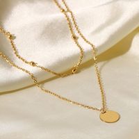 Simple Style Round Stainless Steel Layered Necklaces Gold Plated Stainless Steel Necklaces main image 1