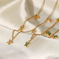 Fashion Geometric Stainless Steel Necklace Gold Plated Zircon Stainless Steel Necklaces main image 4