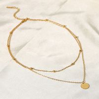Simple Style Round Stainless Steel Layered Necklaces Gold Plated Stainless Steel Necklaces main image 3