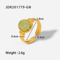 Fashion Geometric Stainless Steel Open Ring Gold Plated Artificial Gemstones Stainless Steel Rings sku image 3