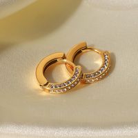 Fashion Circle Gold Plated Stainless Steel Zircon Gold Plated Earrings main image 4